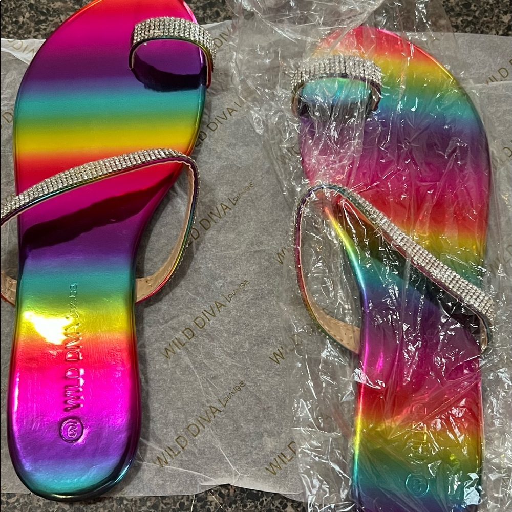 Fuchsia/ multi sandals. Size 6 1/2 , 7, 8 and 9